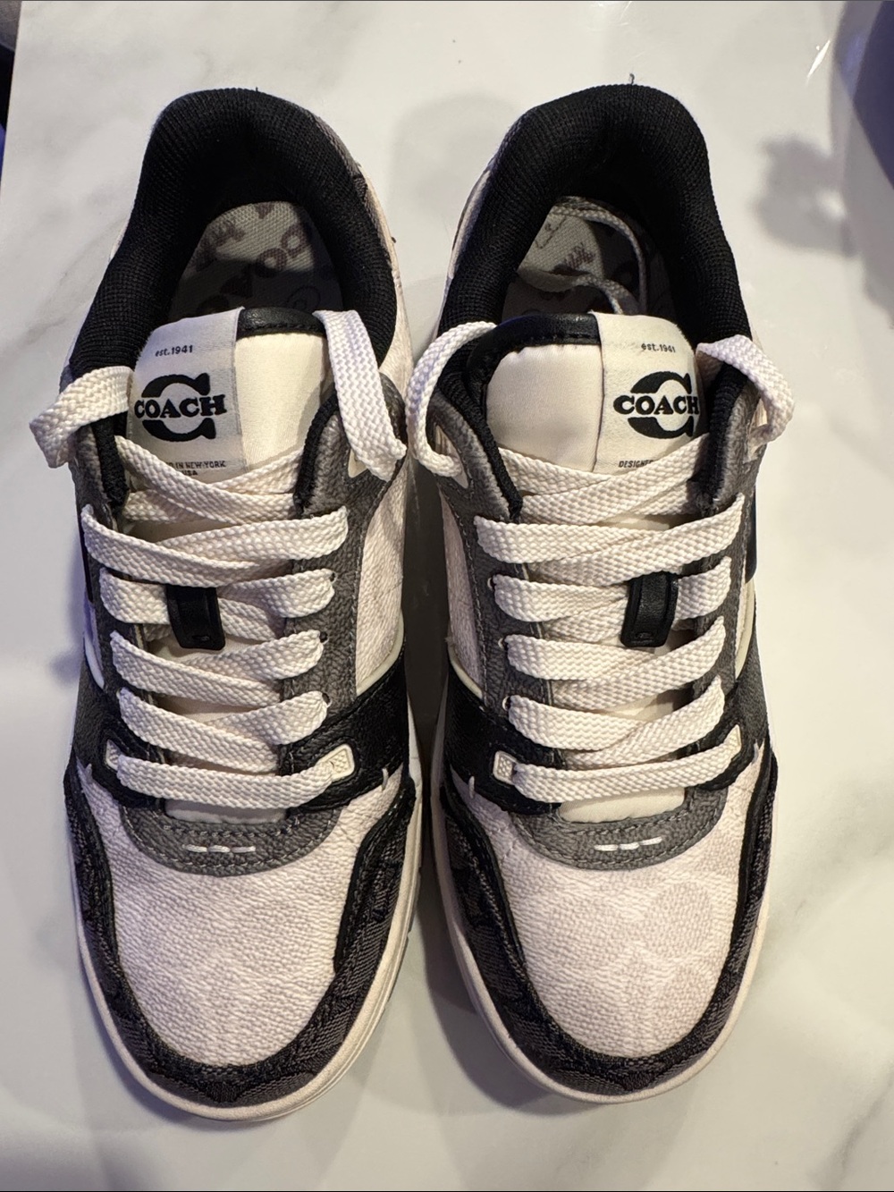 Coach White and Black Low-Top Soho Sneakers for Women